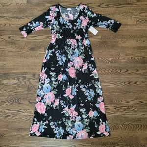NWT Pink Lily ~ Large Make The Days Count Pink Floral Maxi Dress Black